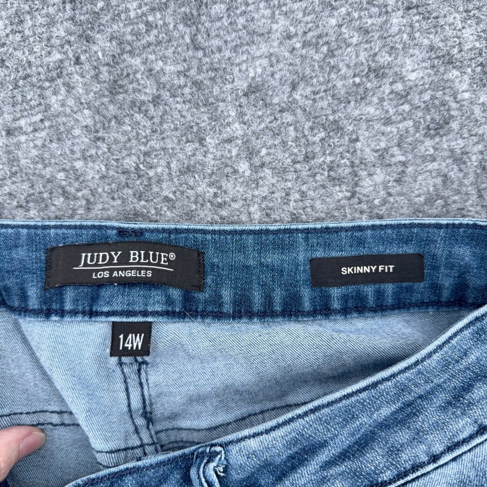 Judy Blue Skinny Fit Jeans Womens 14W Cotton Sorbtek Blue Distressed JB88615 MD - Picture 3 of 8